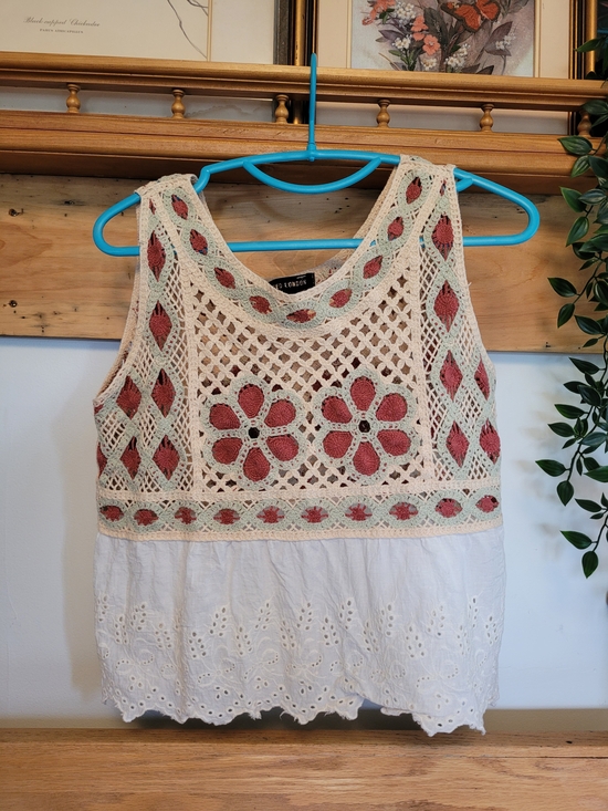 QED London Tops - QED London Crochet Floral Tank Top